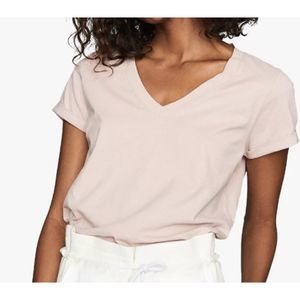 Reiss Luana 100% Cotton V-Neck T-Shirt Pink Made in Portugal Classic Staple L